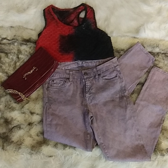 7 Jeans. (7 for all mankind JEANS). Metallic Purple. Size 28. Womens. Skinny - Picture 2 of 6
